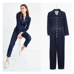 Madewell Puff Sleeve Denim Jumpsuit
